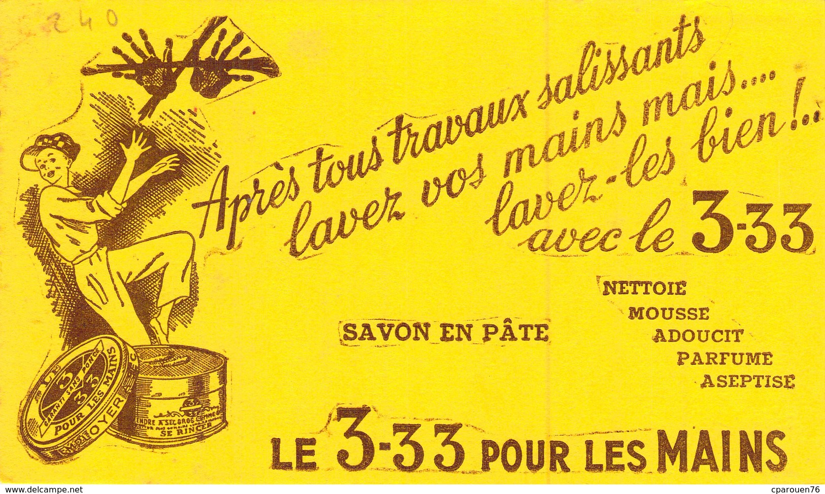 Ancien Buvard Collection SAVON 3.33 SAVON EN PATE - Parfums & Beauté