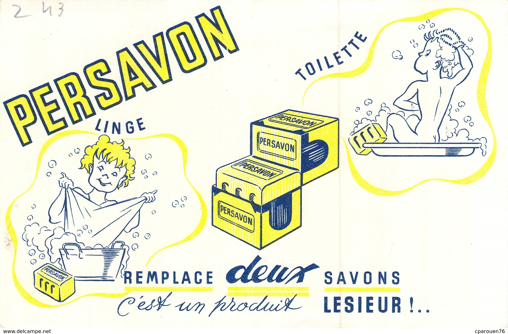 Ancien Buvard Collection PERSAVON LINGE TOILETTE  SAVON - Parfum & Cosmetica