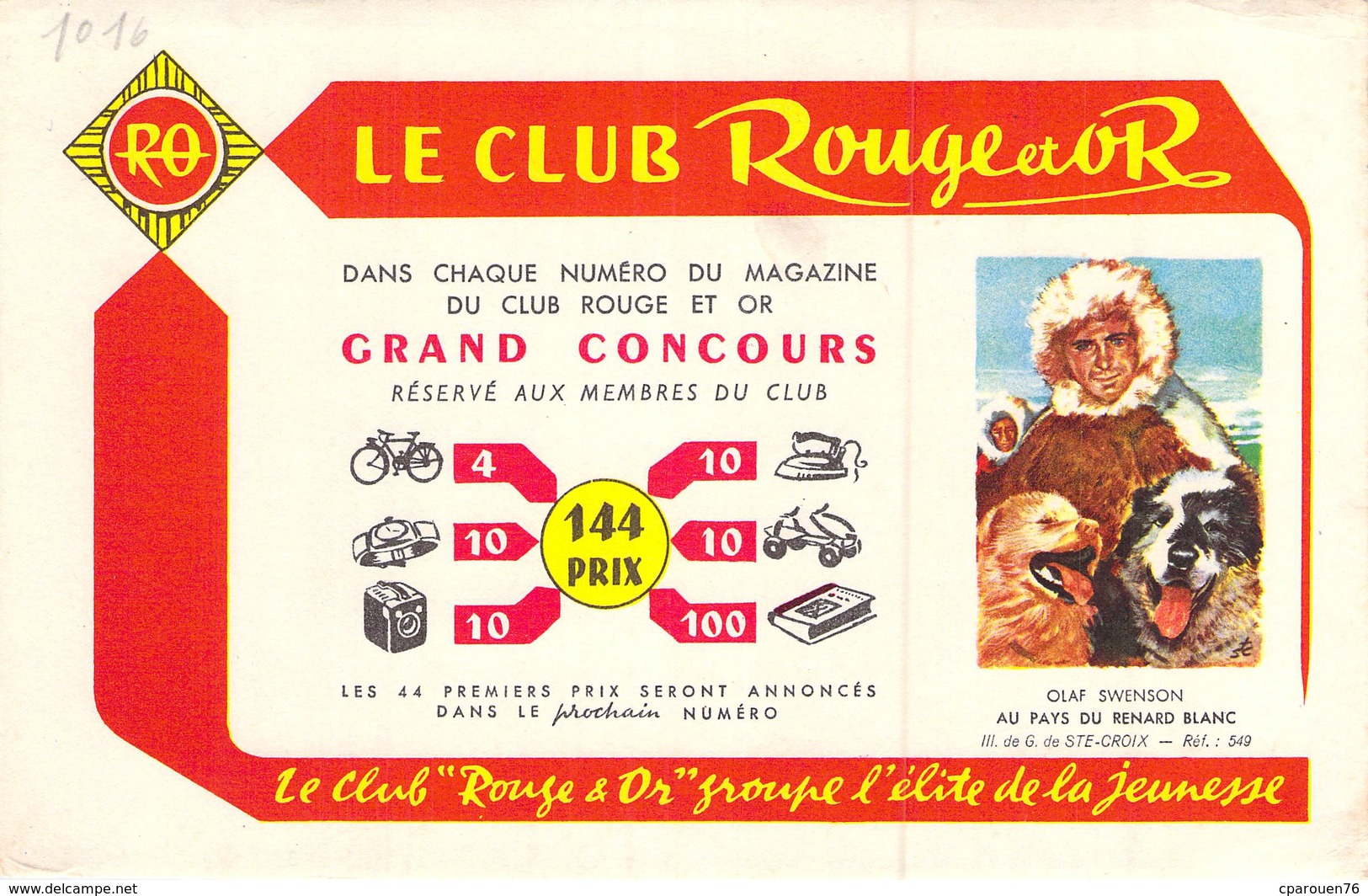 Ancien Buvard Collection LE CLUB ROUGE ET OR OLAF SVENSON - L