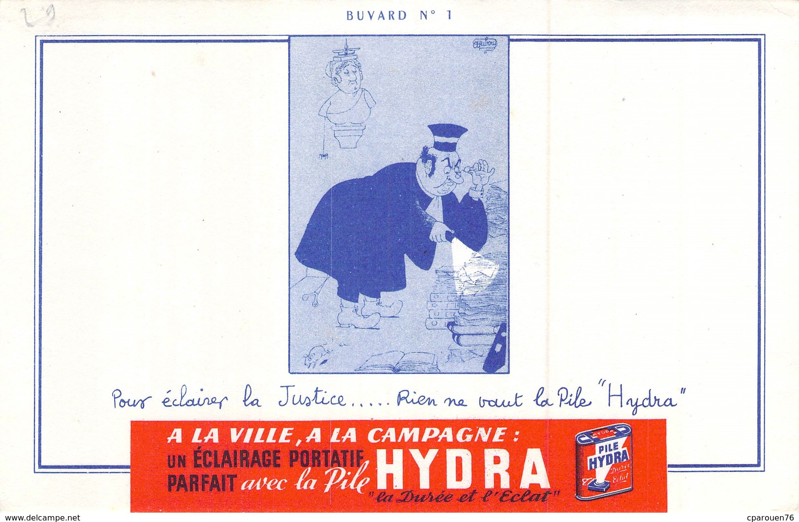Ancien Buvard Collection PILES HYDRA  ILLUSTRE PAR DUBOUT - Batterie