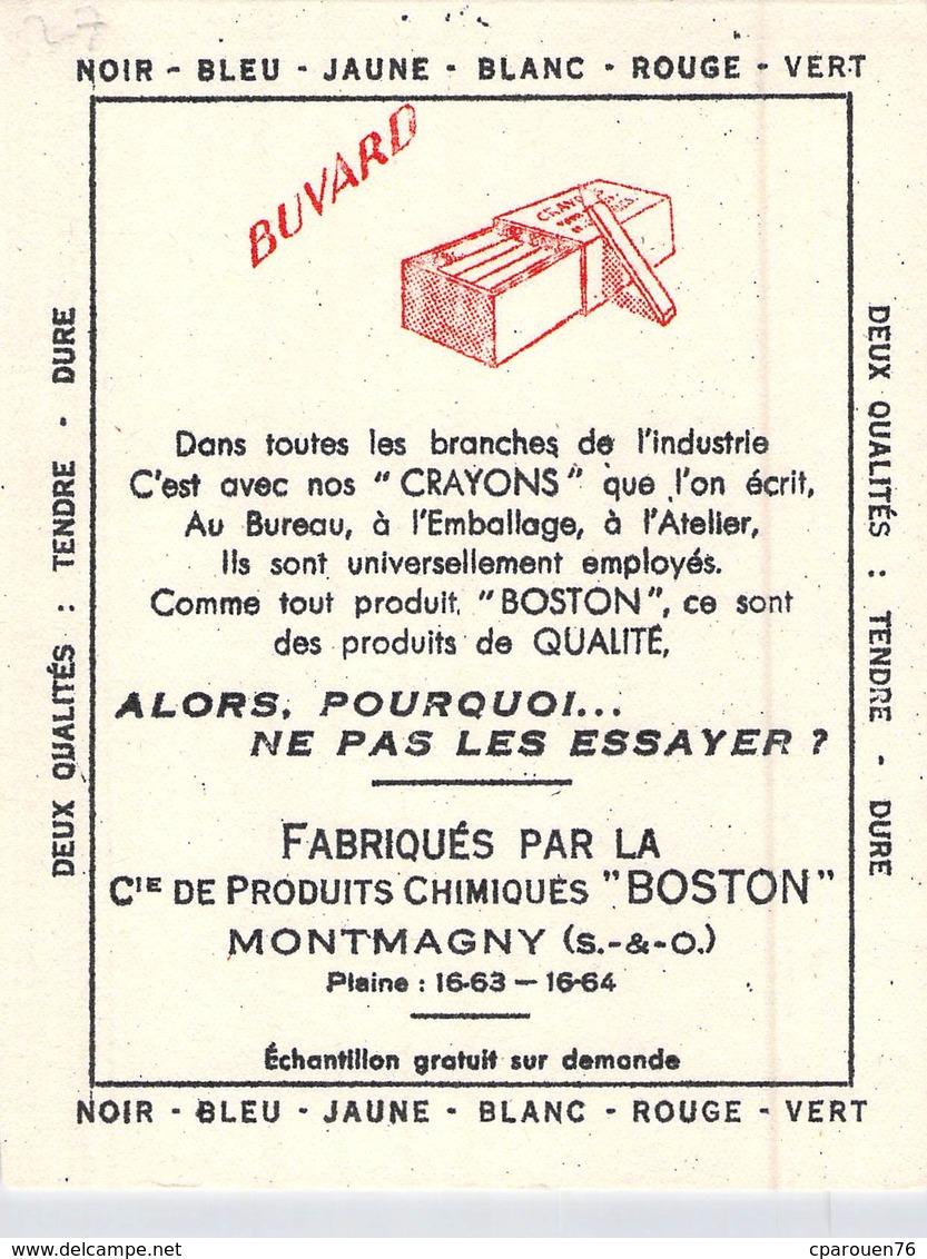 Ancien Buvard Collection ECRITURE CRAYON BOSTON MONTMAGNY SEINE ET OISE - E