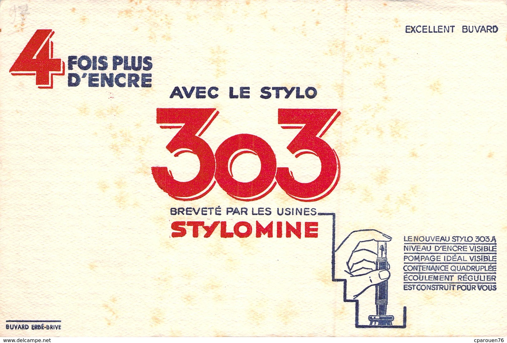 Ancien Buvard Collection ECRITURE STYLOMINE 303 NIVEAU D ENCRE VISIBLE - E