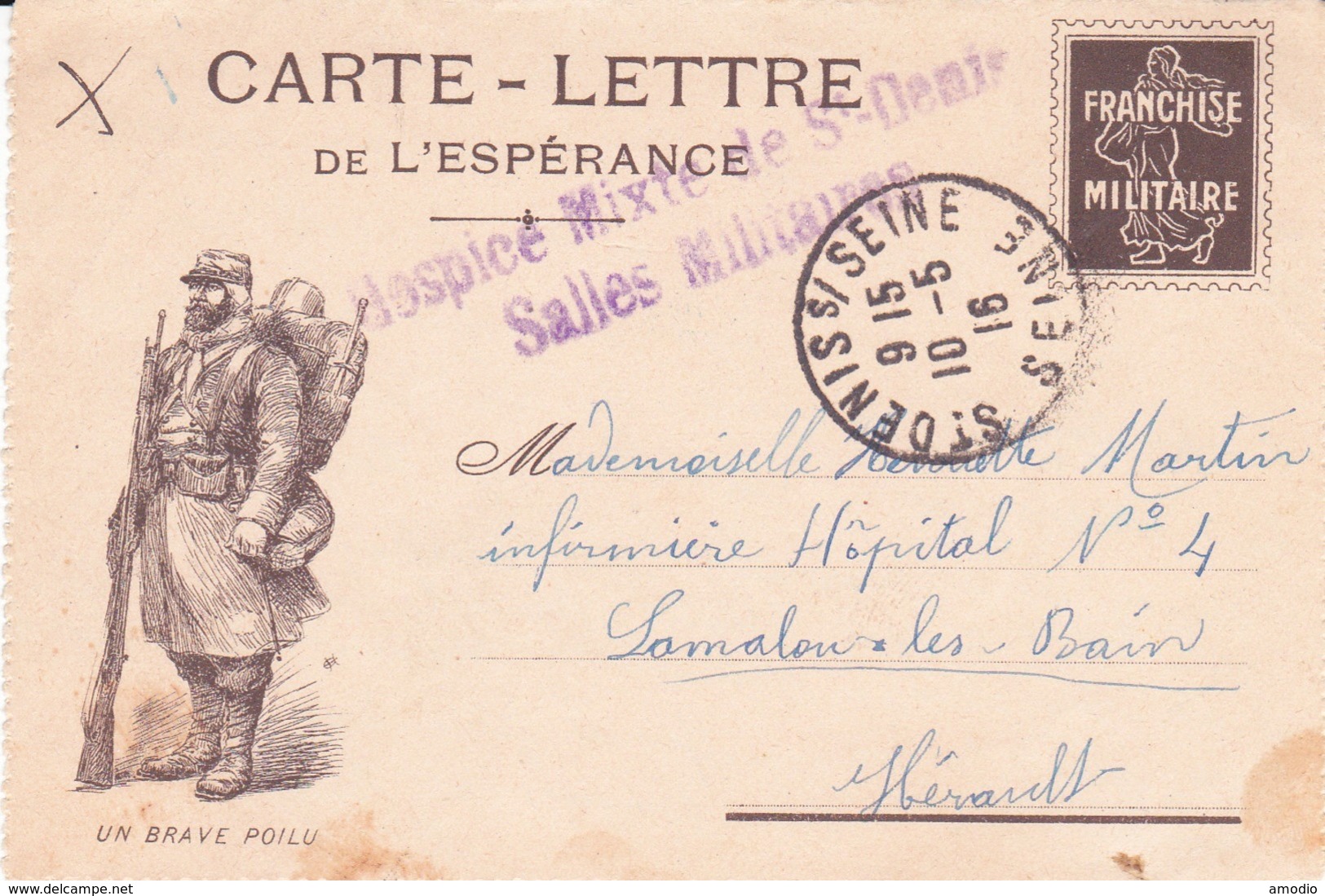 France Carte Lettre De L’espérance FM Hospice Saint Denis 10/05/16 Pour Lamalou Les Bains (1 Volet) - Lettres & Documents