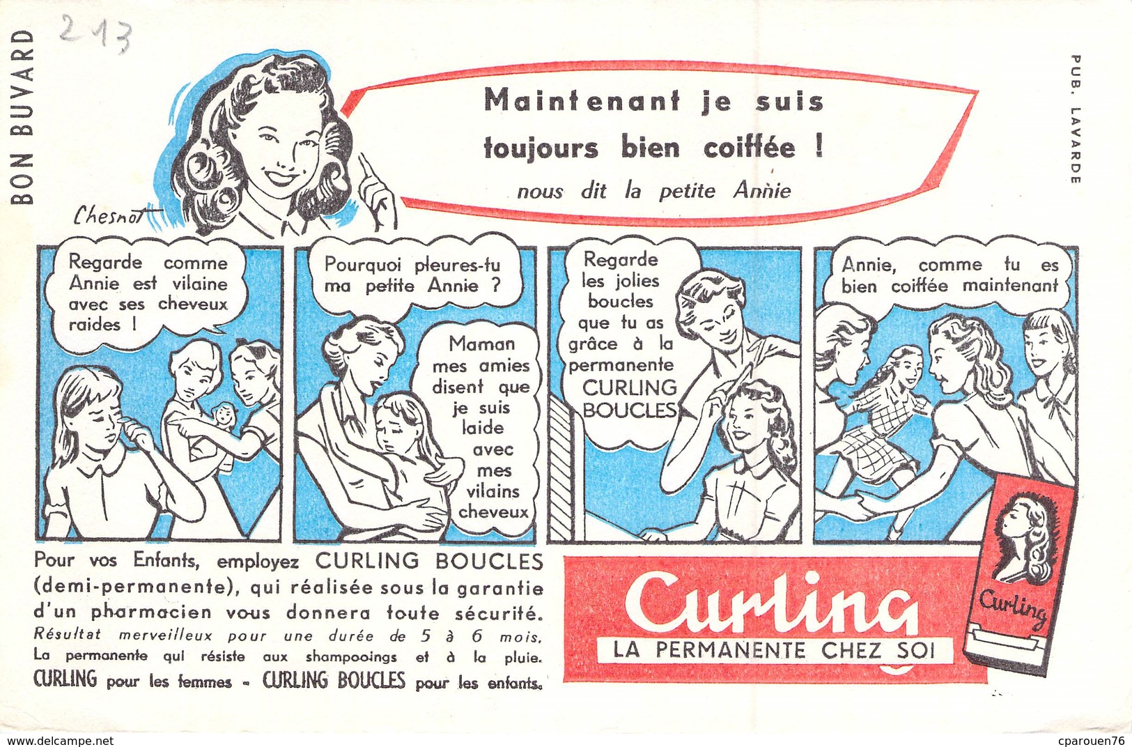 Ancien Buvard Collection CURLING PERMANENTE CHEVEUX COIFFURE - Parfums & Beauté