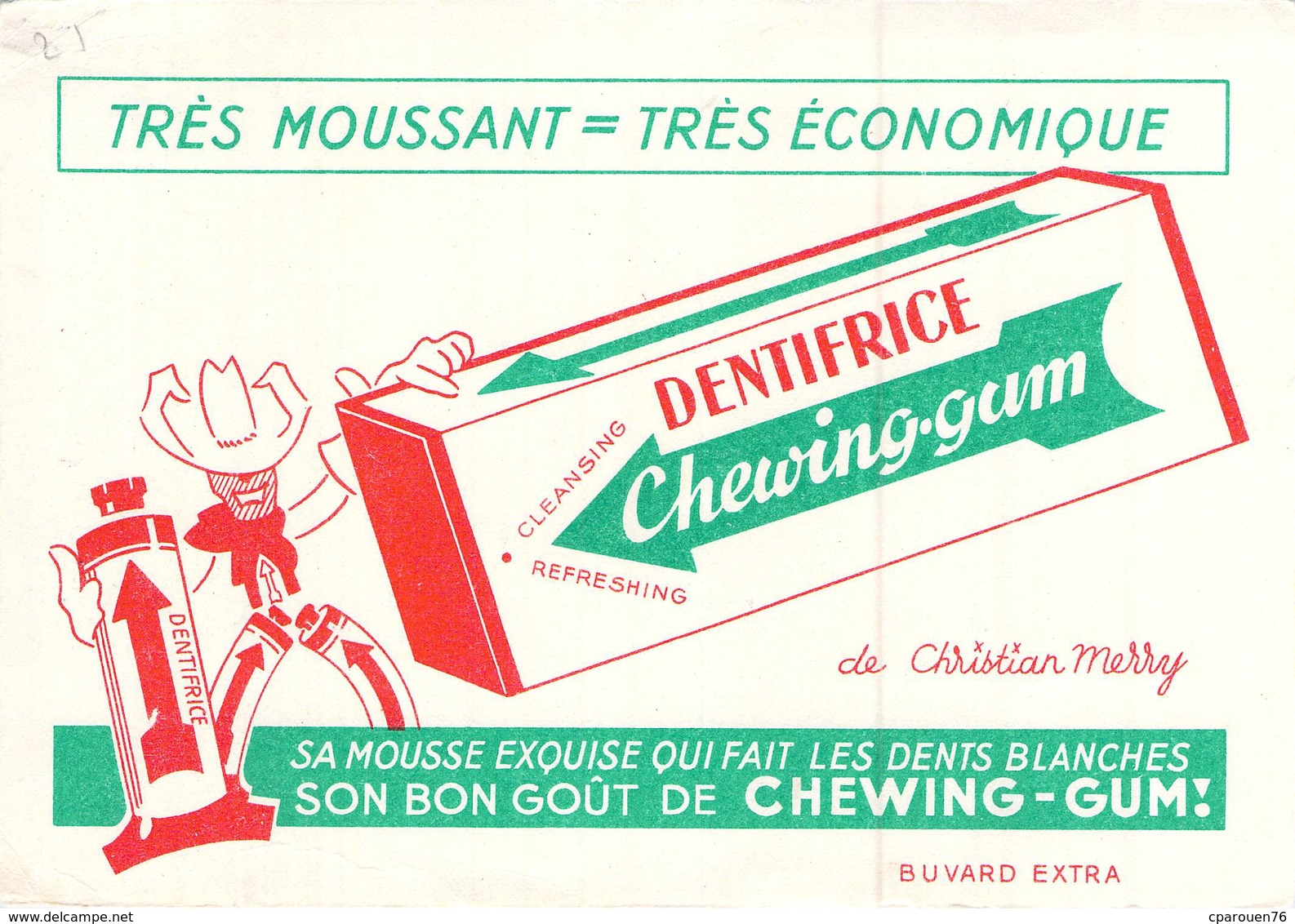 Ancien Buvard Collection  DENTIFRICE CHEWING GUM DENTS BLANCHES DE CHRISTIAN MERRY - Perfume & Beauty