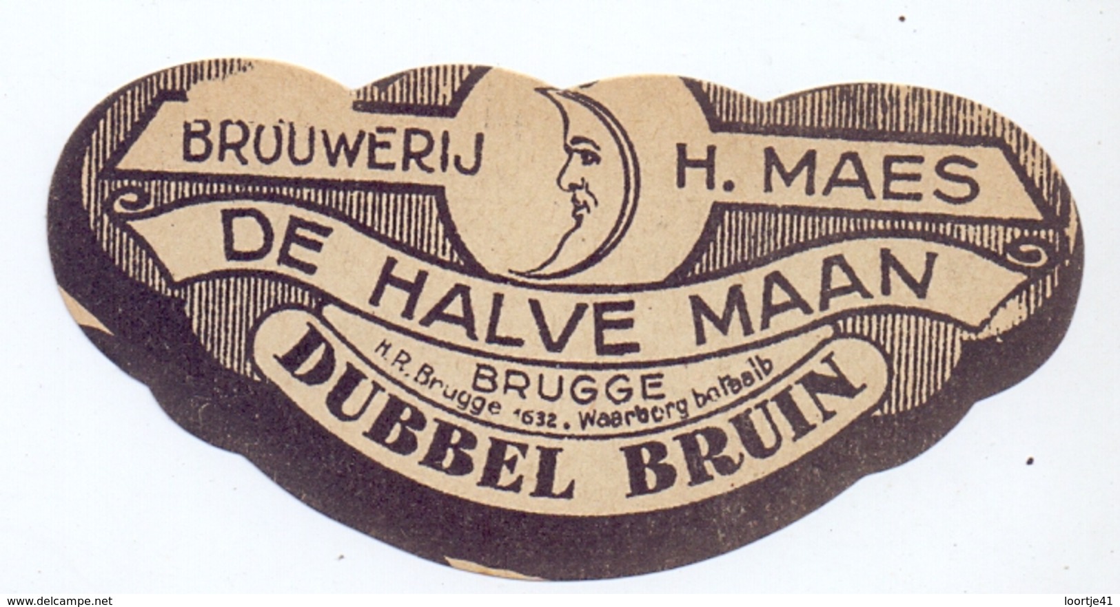 Etiket Etiquette - Bier - Bière - Dubbel Bruin - Brouwerij Brasserie De Halve Maan - H. Maes - Brugge - Bière