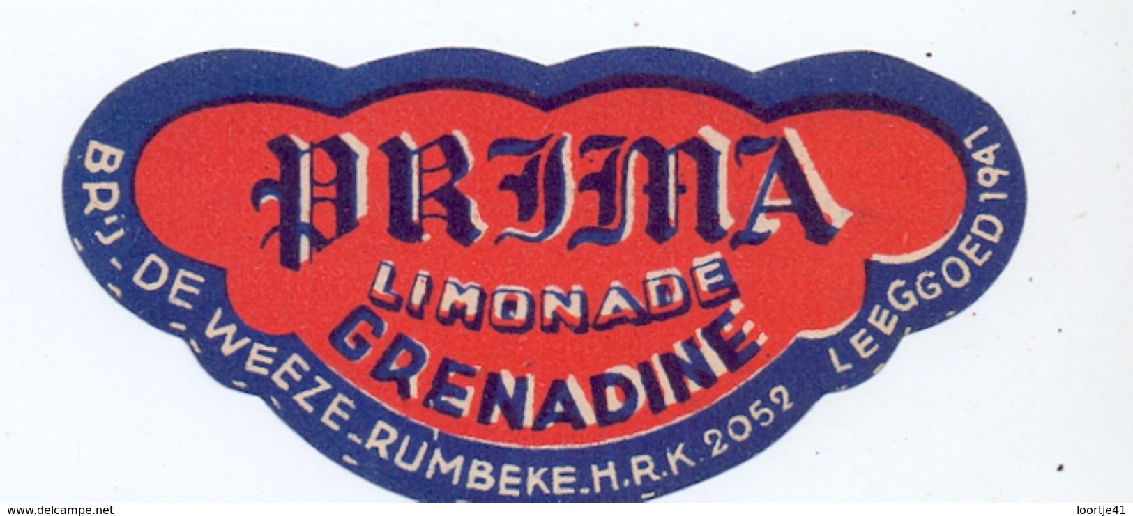 Etiket Etiquette - Limonade - Prima - Brouwerij Brasserie De Weeze - Rumbeke - Autres & Non Classés