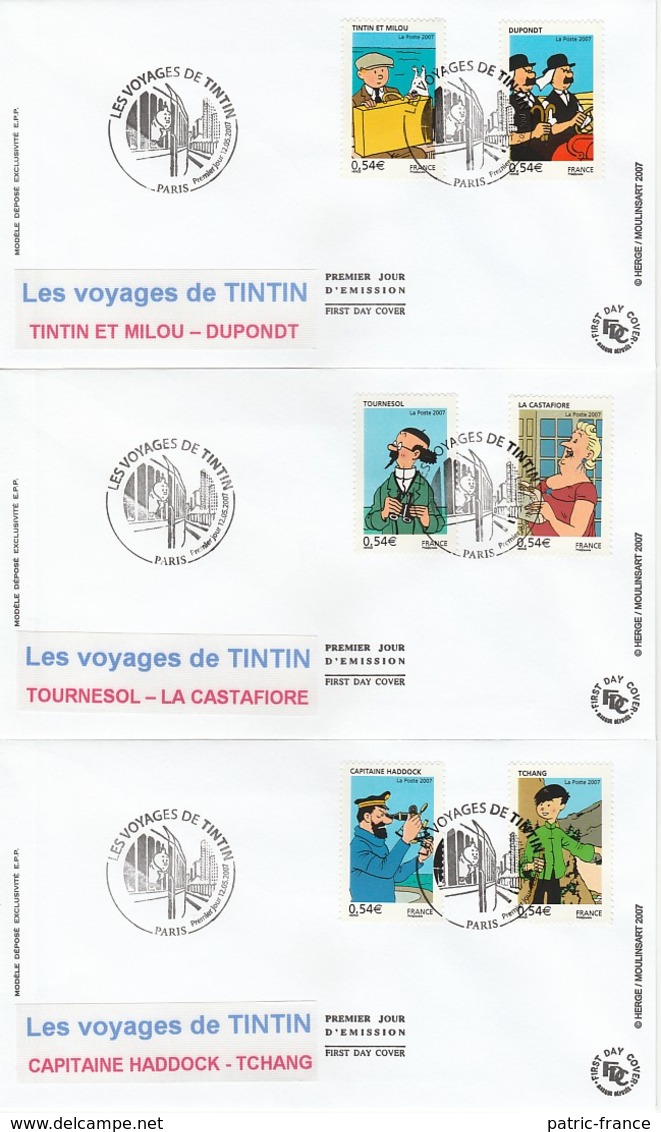 France FDC 2007 - Les Voyages De Tintin - 2000-2009