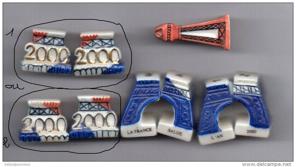 Série Complète 7 Fèves Brillantes LA TOUR EIFFEL 2000 Avec Pilier OR - Regionen