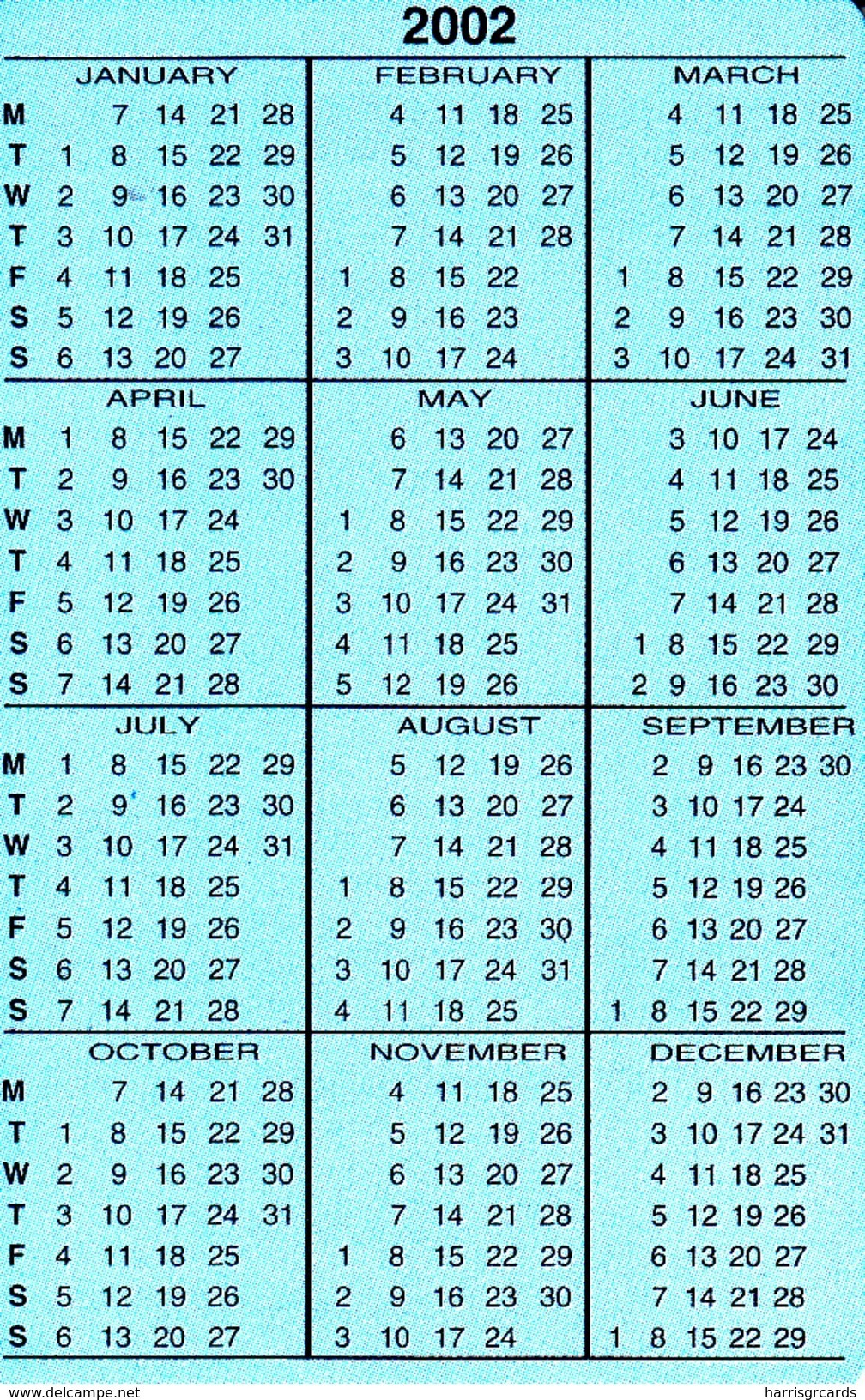 SUDAN - Calendar 2002, Sudatel Phonecard 300 Units, Chip Siemens 35,Sample No CN - Soedan