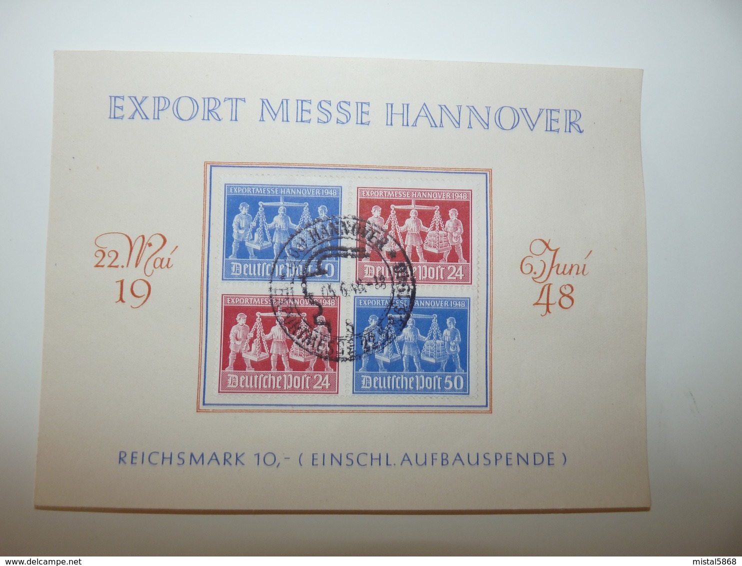 BLOCS DE 4 EXPORT MESSE HANNOVER ALLEMAGNE 1948 ZONE AAS - Andere & Zonder Classificatie