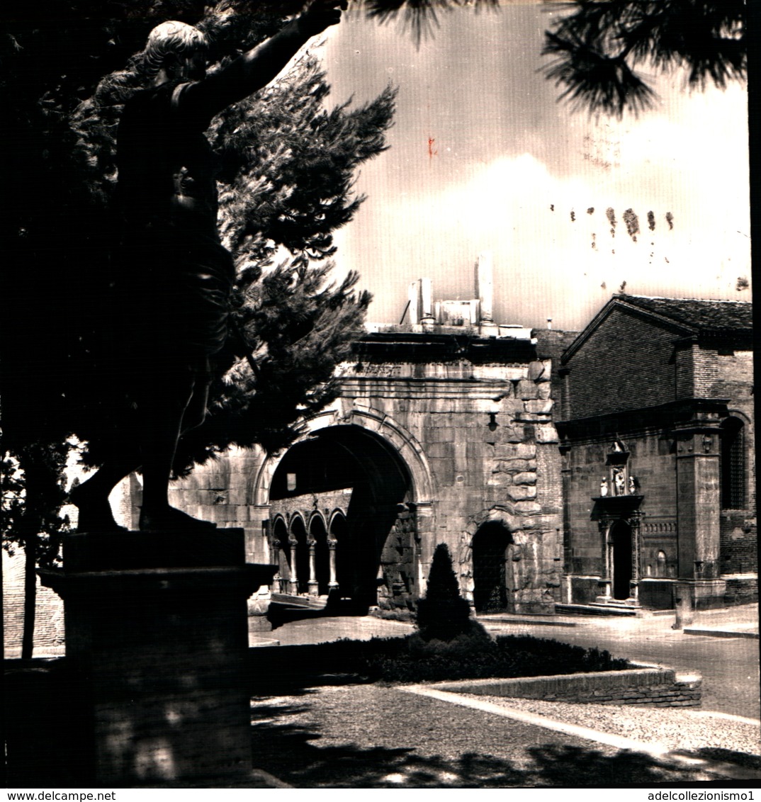 92748) CARTOLINA DI FANO-STATUA E ARCO DI AUGUSTO-CHIESA S. MICHELE-VIAGGIATA - Fano