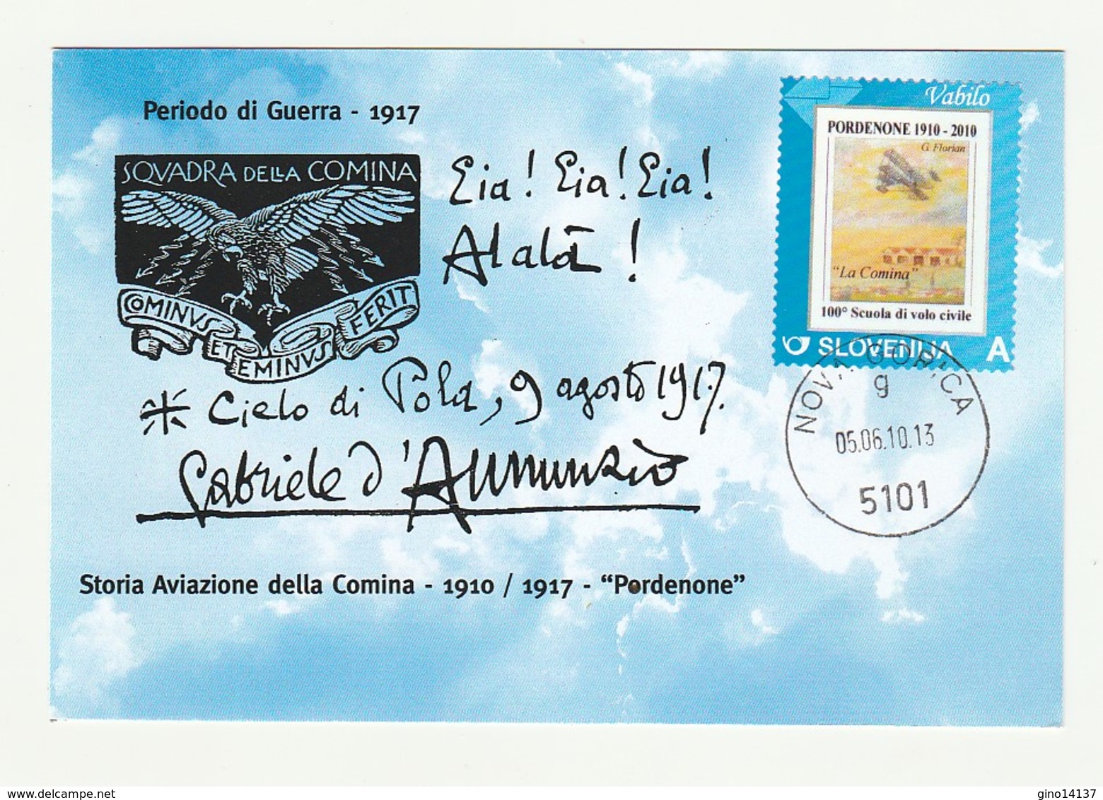 Cartolina STORIA AVIAZIONE COMINA 1910/1917 PORDENONE Centenario Scuola EIA EIA - Manifestazioni