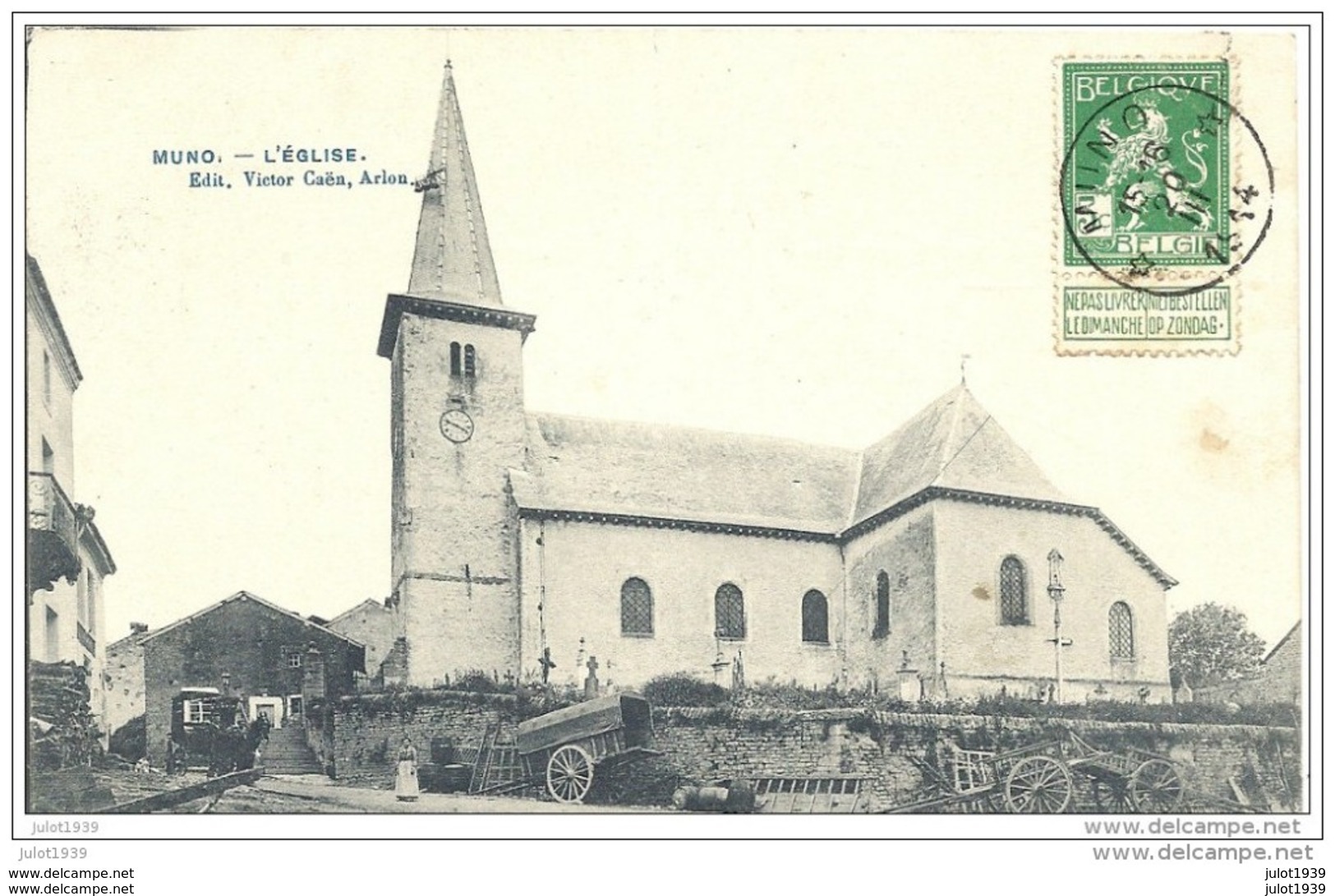 MUNO ..-- L ' Eglise . 1914 Vers VERSAILLES ( Mr Mme Alexandre JOUANNEAU ) . Voir Verso . - Florenville