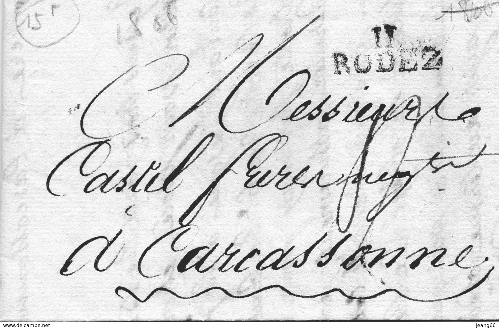 "11 RODEZ",18/8/1806,taxe 16 Pour Carcassonne - 1801-1848: Precursors XIX