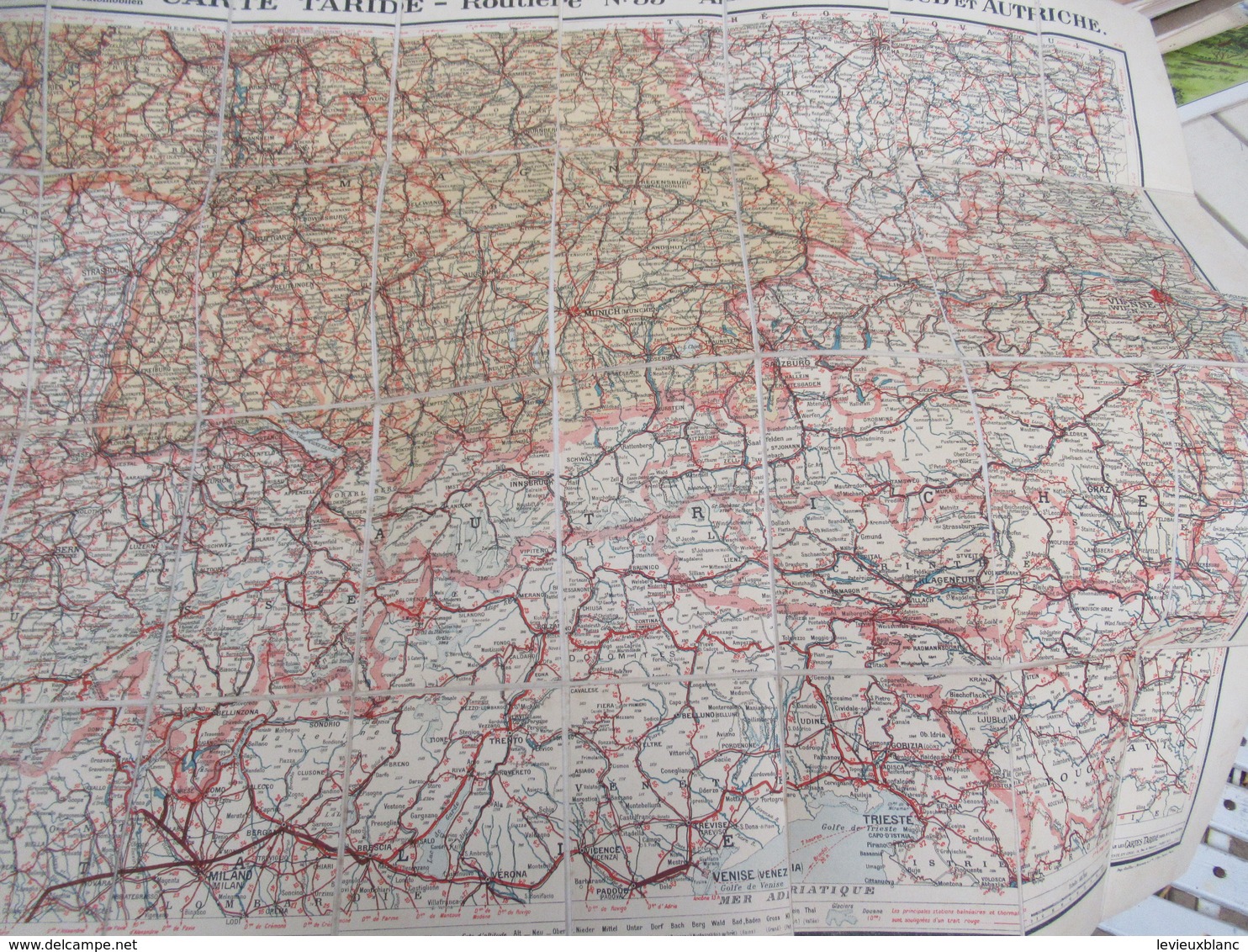 Carte Routiére Entoilée/TARIDE/Grand Itinéraires Pour Automobiles/N° 35/Allemagne Du Sud Et Autriche/Vers 1910?   PGC402 - Roadmaps