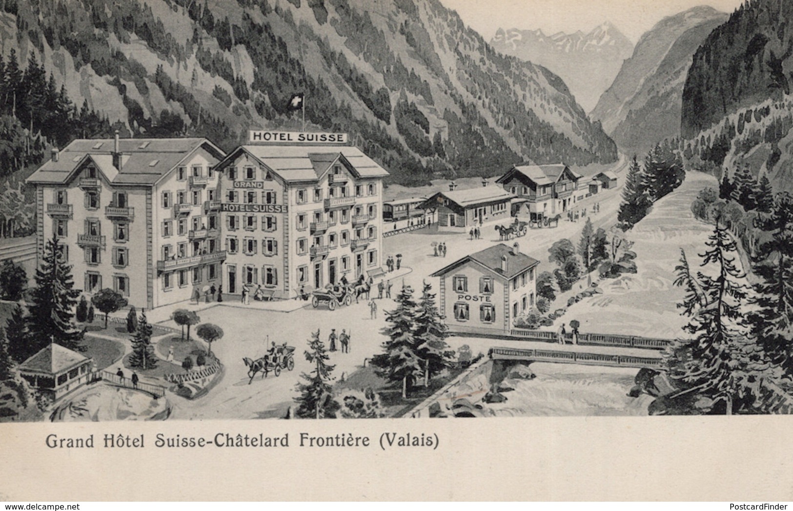 Grand Hotel Suisse Chatelard Frontiere Antique Switzerland Postcard - Other & Unclassified