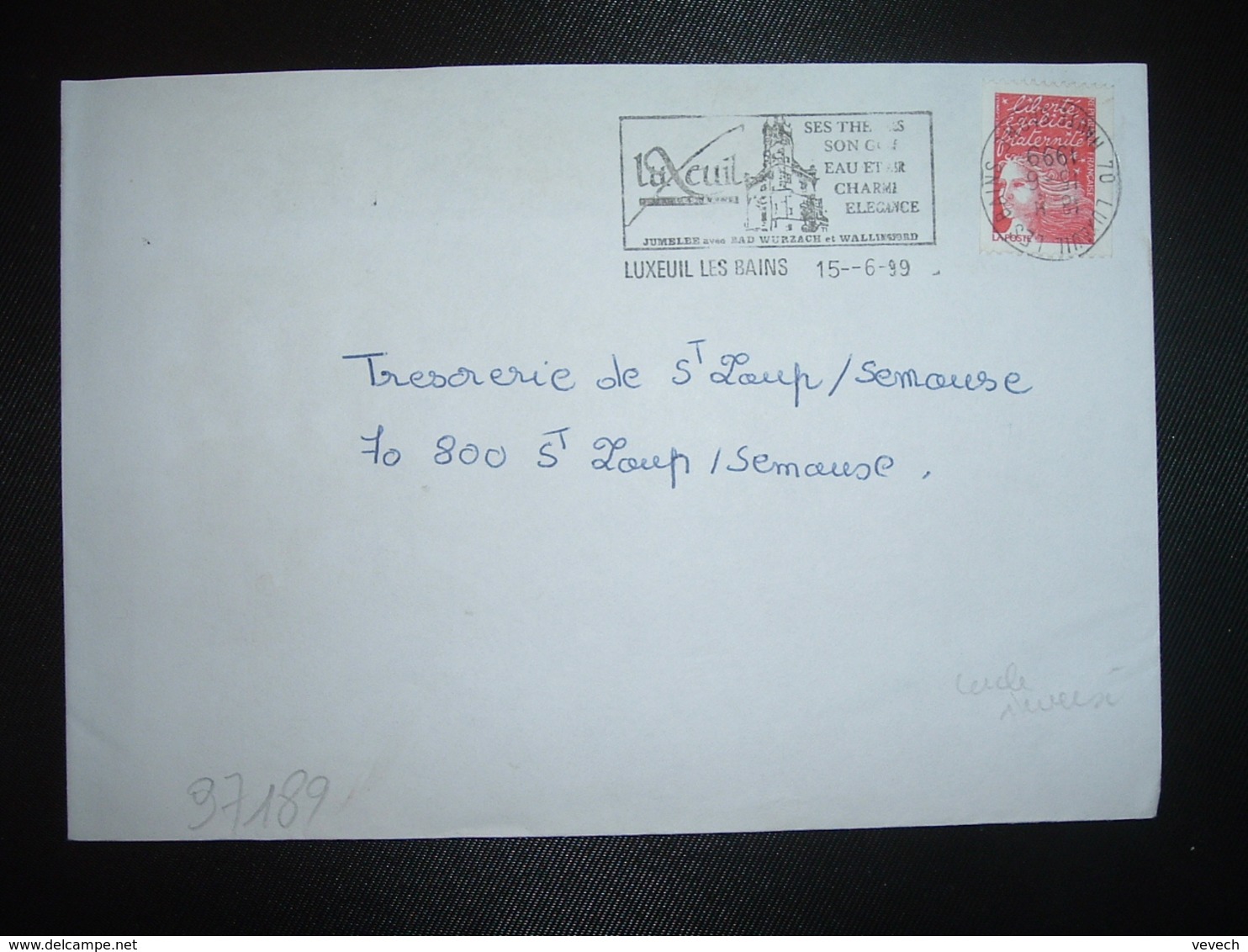 LETTRE TP M. DE LUQUET TVP ROUGE ROULETTE OBL.MEC. VARIETE 15-6 1999 70 LUXEUIL LES BAINS HAUTE SAONE SES THERMES - Oblitérations Mécaniques (flammes)