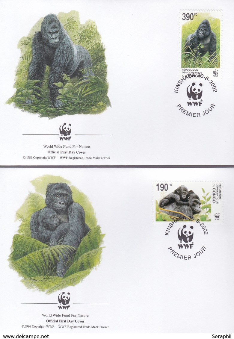 Série De 4 FDC - République Démocratique Du Congo - WWF - Gorilles - Timbres N°2110/3 - Storia Postale