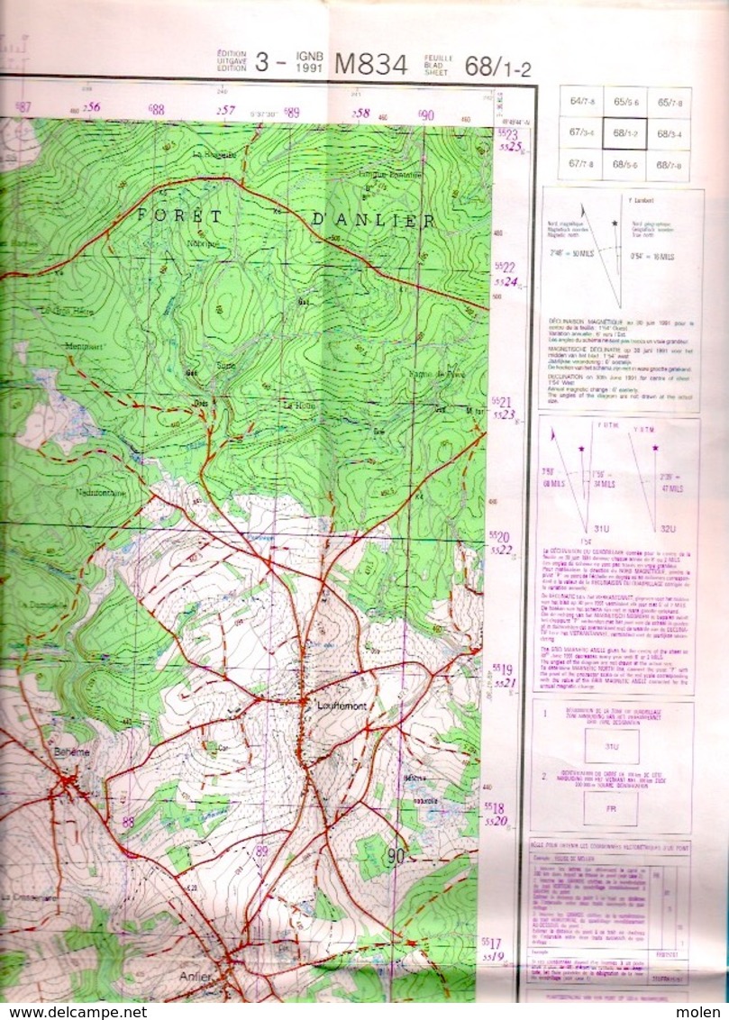 ©1987 ASSENOIS ANLIER Habay CARTE D ETAT MAJOR LEGLISE MELLIER BEHEME WITTIMONT GENNEVAUX THIBESSART LOUFTEMONT S499 - Léglise