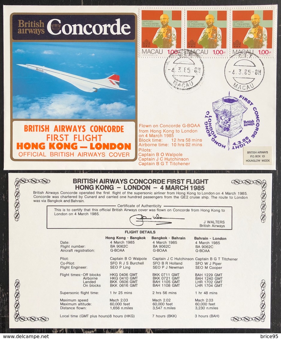 Premier Vol - Concorde - British Airways - London - Hong Kong - 1985 - Concorde