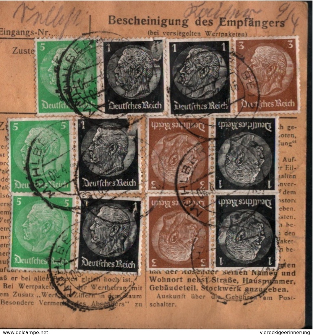 ! 1943  Paketkarte Deutsches Reich,  Mühlberg An Der Elbe, Kriegsgefangenen Lager, Nach Leipzig,  Zusammendrucke - Storia Postale