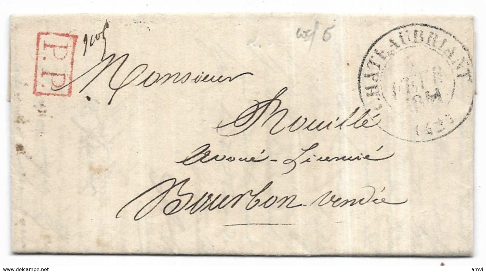 4107 LAC Du 08/02/1841 Dateur T 13 De CHATEAUBRIANT Pour Bourbon PP Port Payé Encasré Rouge Et Taxe Au Dos 4 Decimes - 1801-1848: Précurseurs XIX