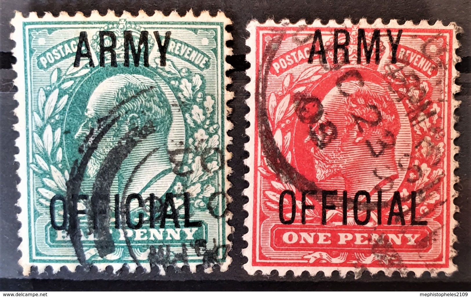 GREAT BRITAIN 1902 - Canceled - Sc# O59, O60 - Army Official 0.5d 1d - Oficiales