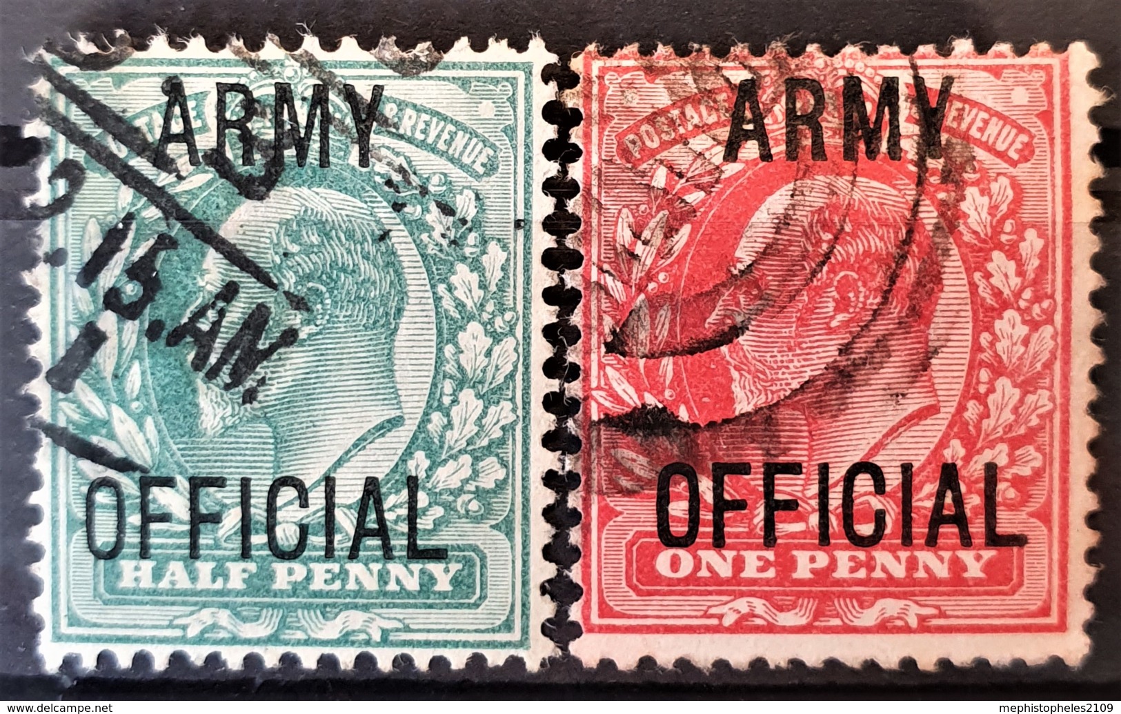 GREAT BRITAIN 1902 - Canceled - Sc# O59, O60 - Army Official 0.5d 1d - Service