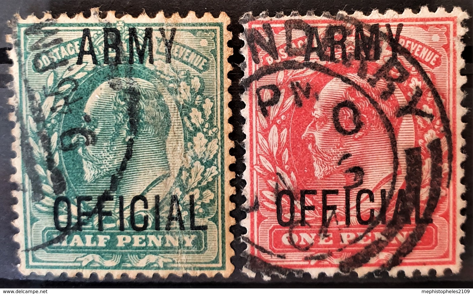 GREAT BRITAIN 1902 - Canceled - Sc# O59, O60 - Army Official 0.5d 1d - Service