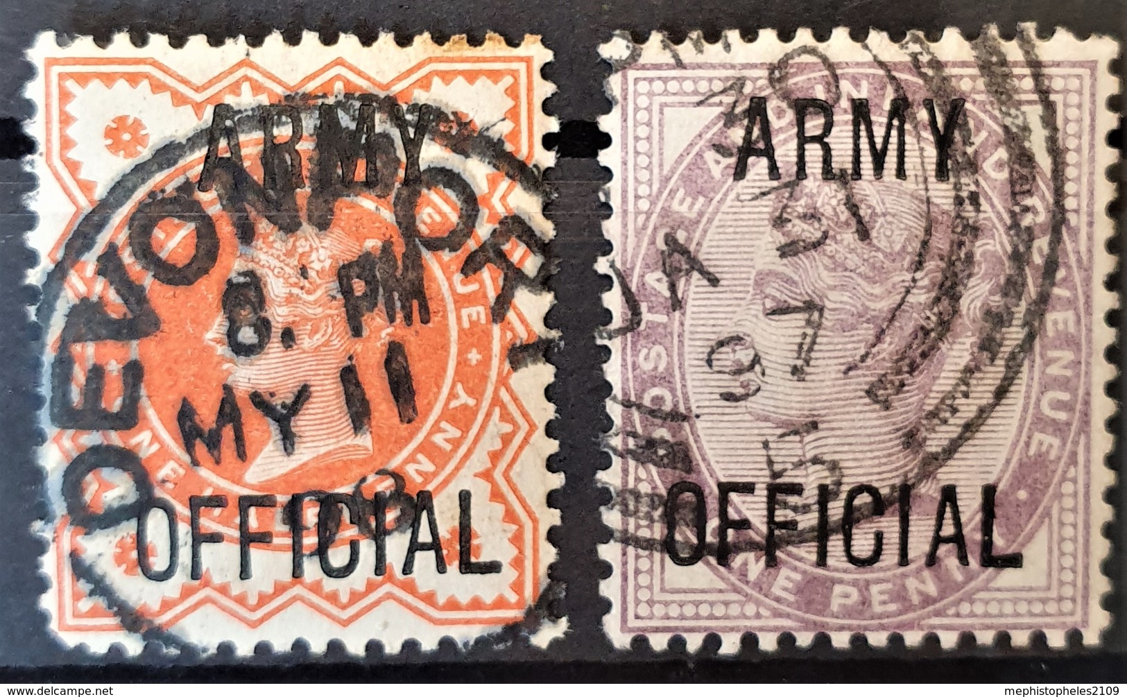 GREAT BRITAIN 1896 - Canceled - Sc# O54, O55- Army Official 0.5d 1d - Officials