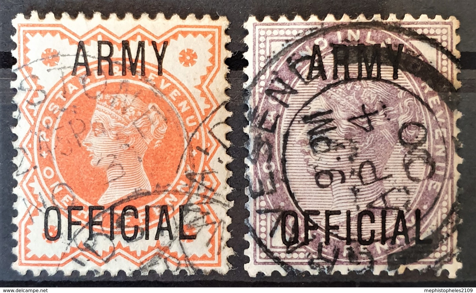 GREAT BRITAIN 1896 - Canceled - Sc# O54, O55- Army Official 0.5d 1d - Service