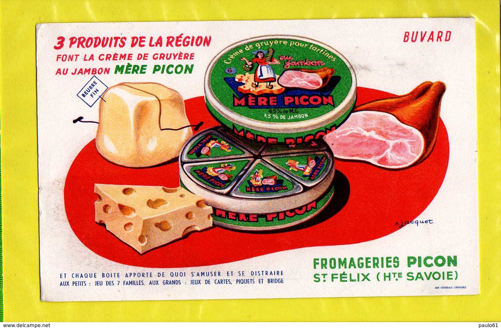 BUVARD :  Fromageries PICON Saint FELIX Hte SAVOIE - Produits Laitiers