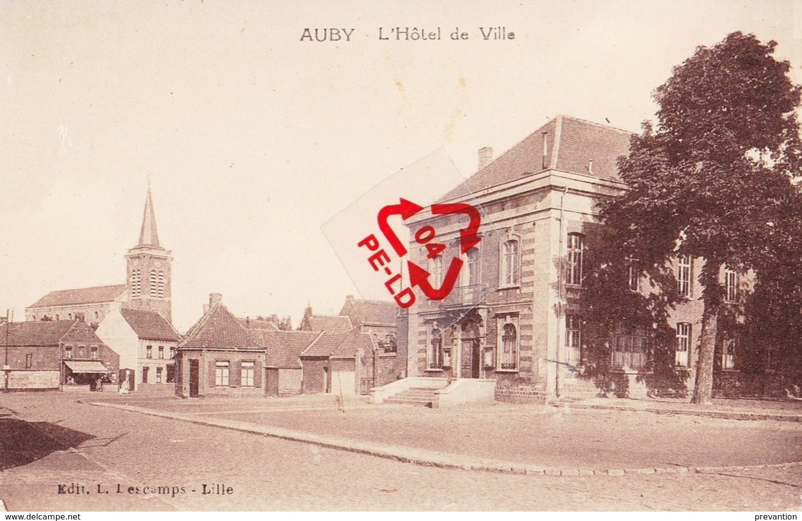 AUBY - L'Hôtel De Ville - Carte Circulé En 1938 - Auby