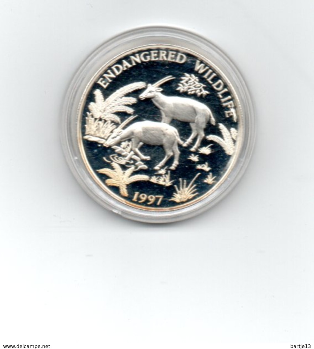 LAOS 1000 KIP 1997 ZILVER PROOF ENDANGERED WILDLIFE DIEREN - Laos