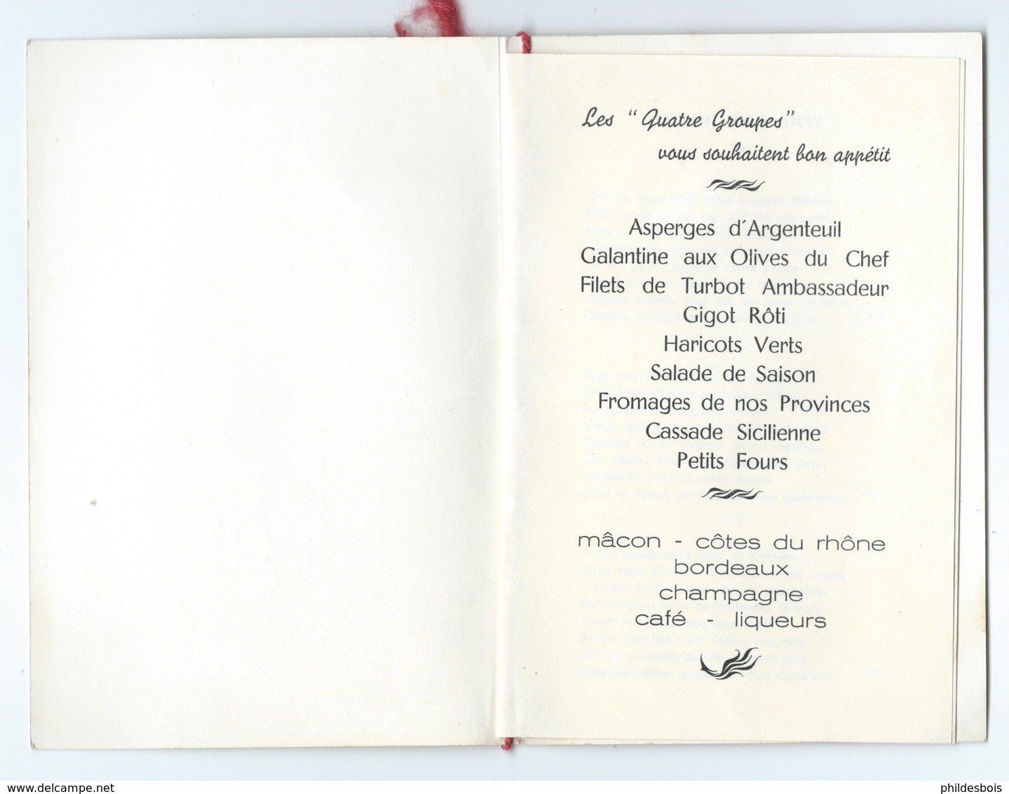 ARGENTEUIL  Banquet Des Asperges CLOSERIE D'ORGEMONT  Menu 15 Mai 1960 - Menus