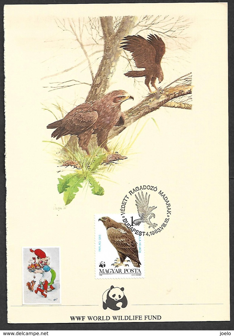 HUNGARY 1983 WWF BIRD ON CARD WITH ARTWORK - Altri & Non Classificati