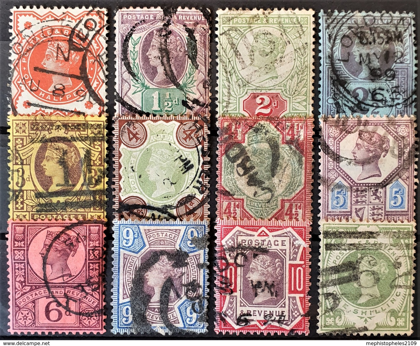 GREAT BRITAIN 1887-92 - Canceled - Sc# 111-122 - Complete Set! - Jubilee Issue - Used Stamps