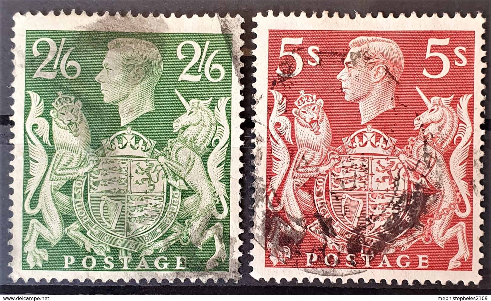 GREAT BRITAIN 1939/42 - Canceled - Sc# 249A, 250 - 2/6 5s - Usados