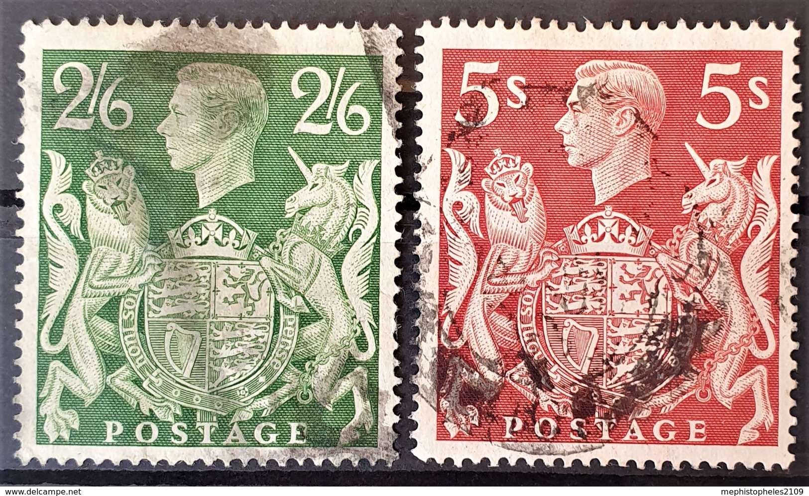 GREAT BRITAIN 1939/42 - Canceled - Sc# 249A, 250 - 2/6 5s - Usati