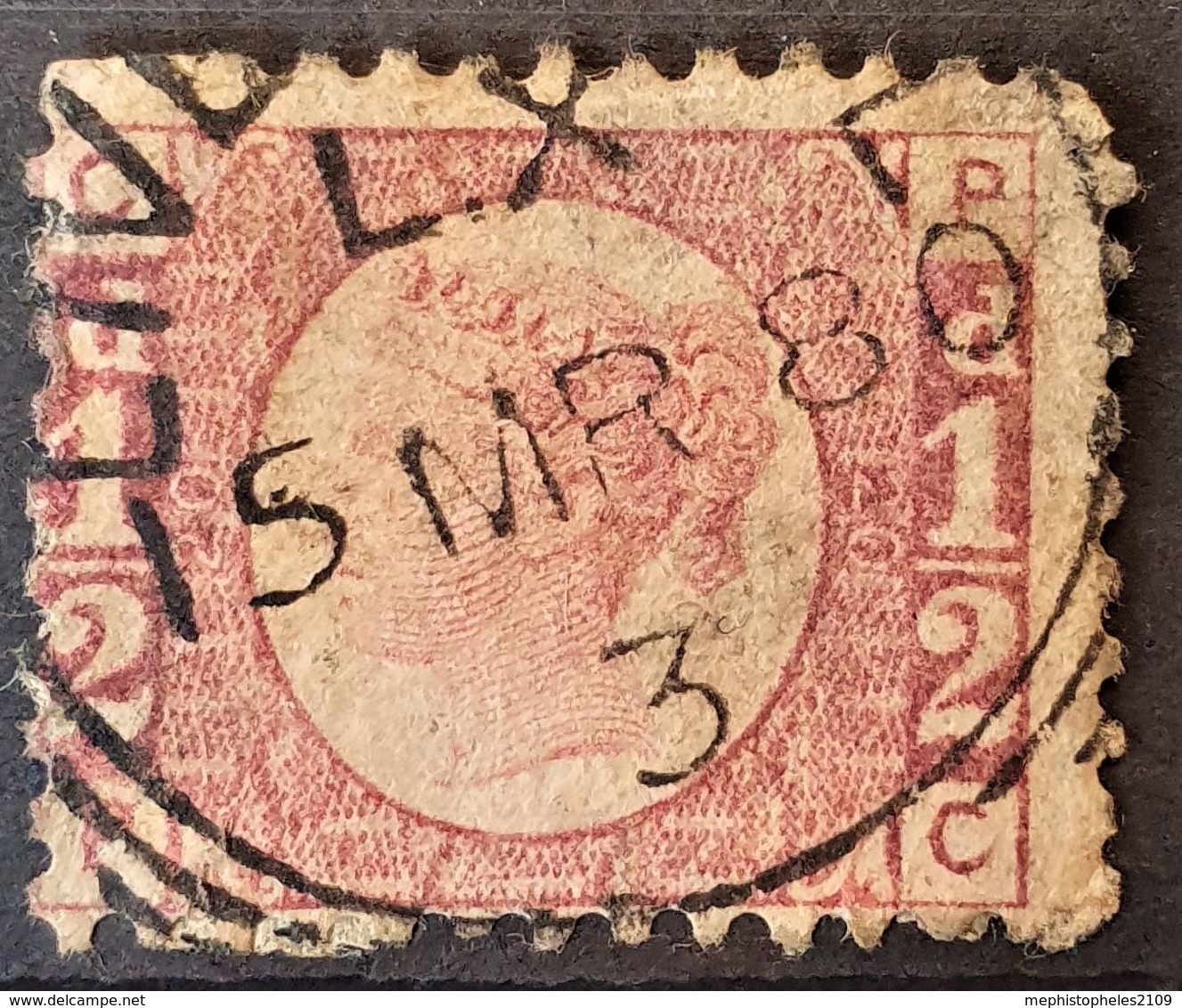 GREAT BRITAIN 1870 - Canceled - Sc# 58 - Plate 20 - 0.5d - Used Stamps
