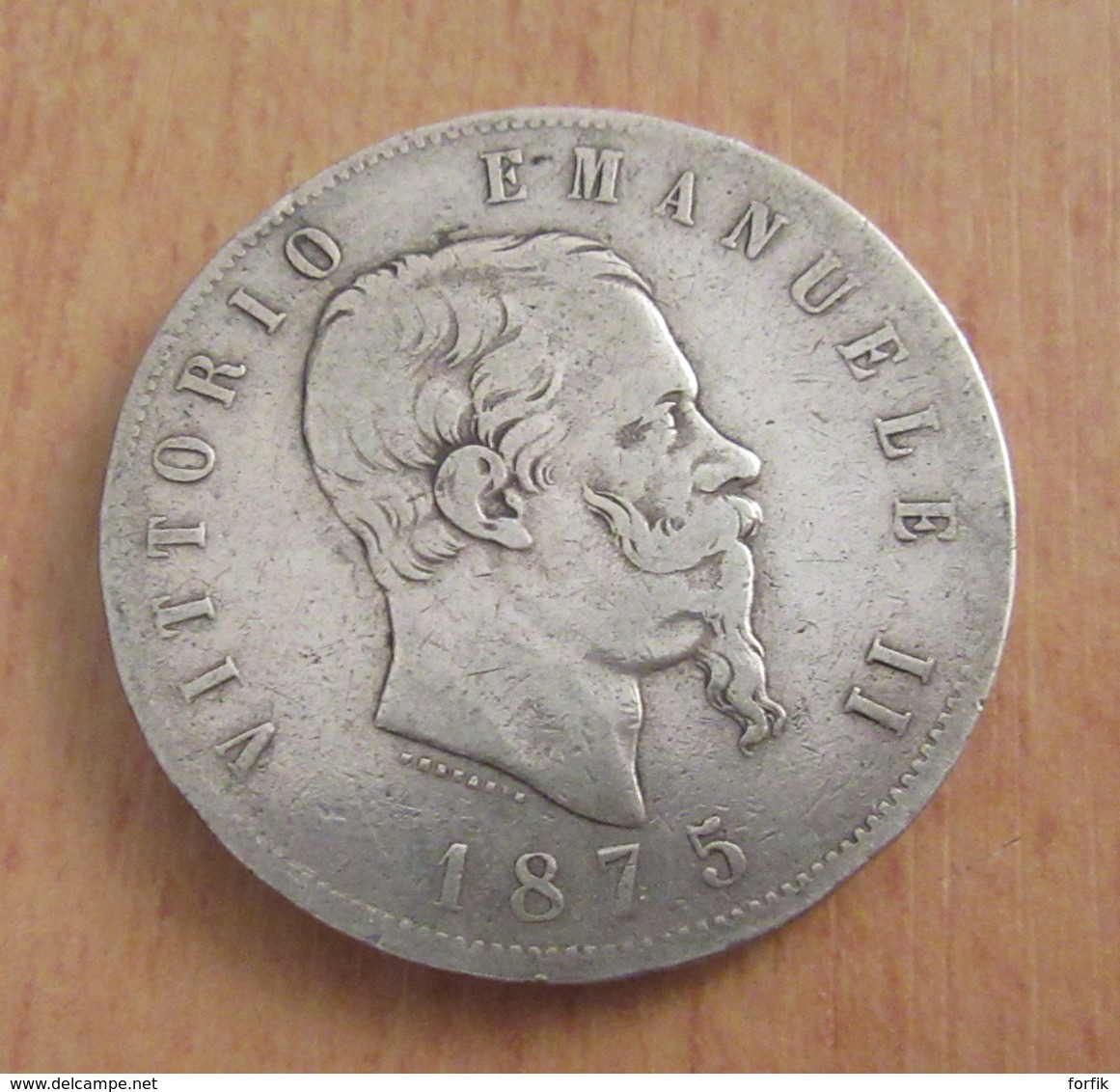 Italie - Monnaie 5 Lira (Lire) En Argent Vittorio Emanuele II 1875 M - 1861-1878 : Victor Emmanuel II