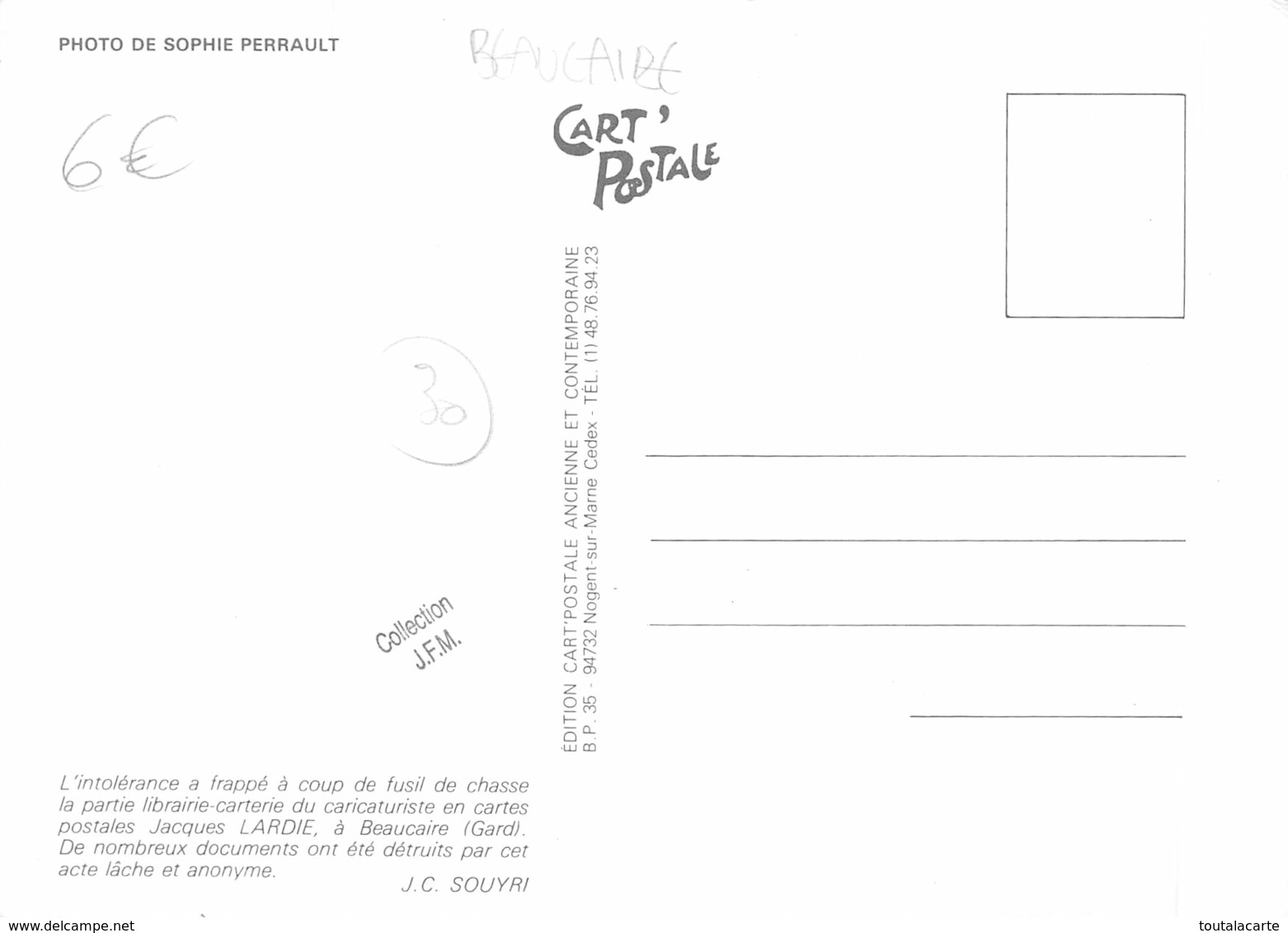 CPSM 30 BEAUCAIRE COUP DE FUSIL A LA LIBRAIRIE JACQUES LARDIE    Grand Format  15 X 10,5 Cm - Beaucaire