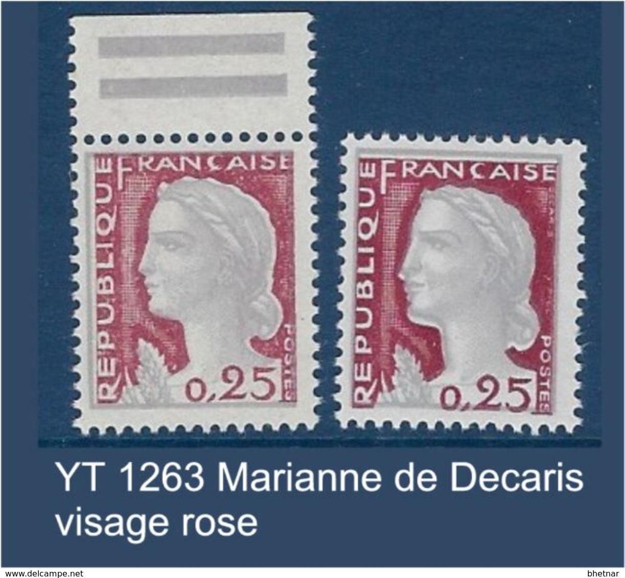 FR Variétés YT 1263 " Marianne Decaris " Neuf** Visage Rose - Neufs