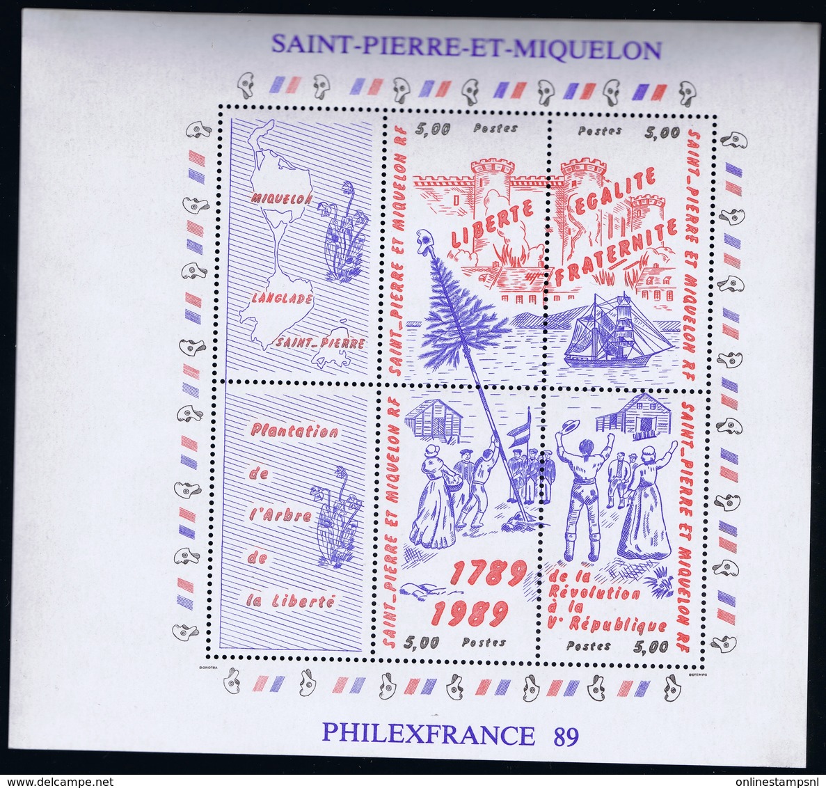 Saint-Pierre-et-Miquelon Yvert Block Nr 3 Philexfrance 89 Postfrisch/neuf Sans Charniere /MNH/** General Picture - Neufs