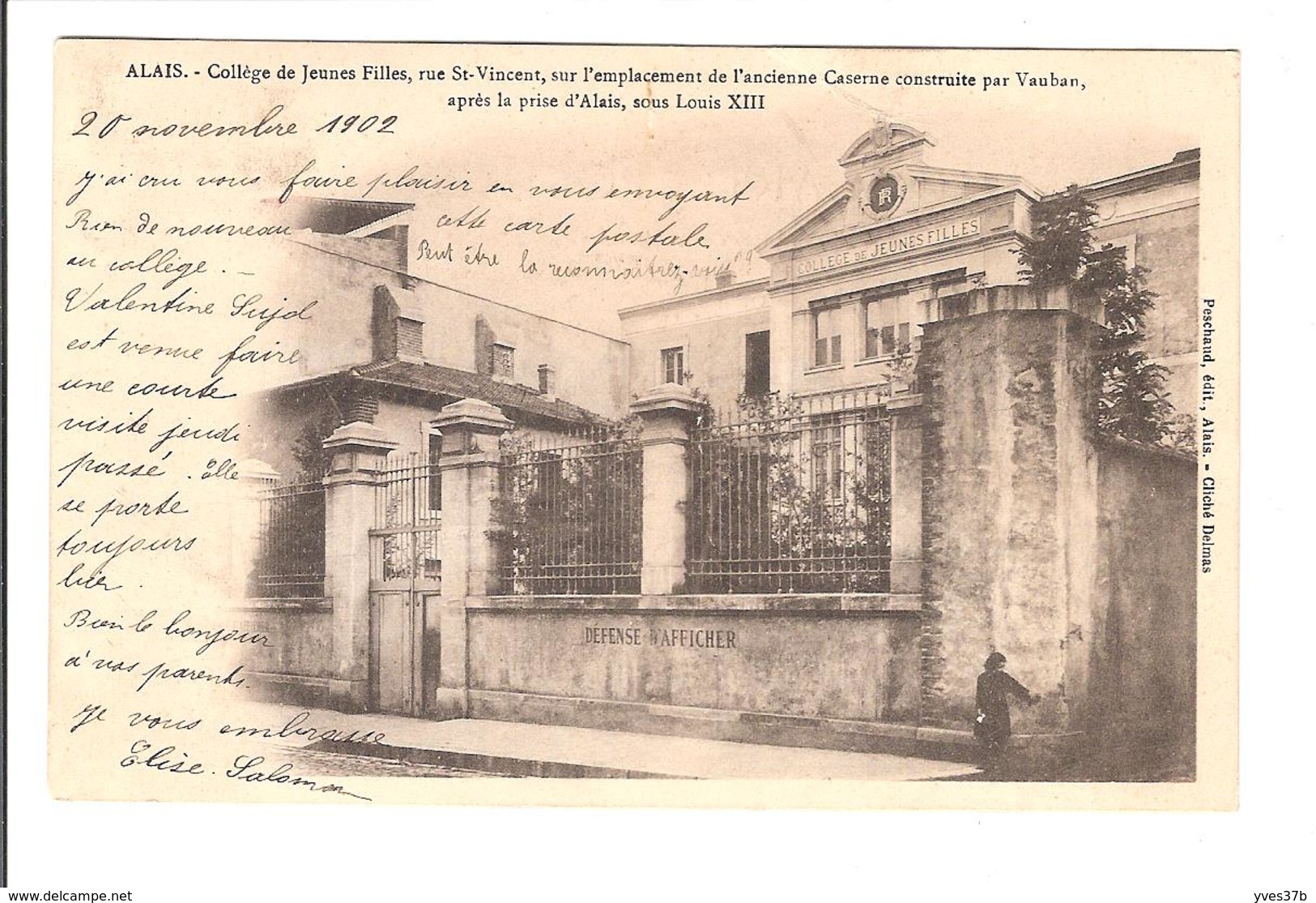 ALAIS - ALES - Collège De Jeunes Filles, Rue St-Vincent - Alès