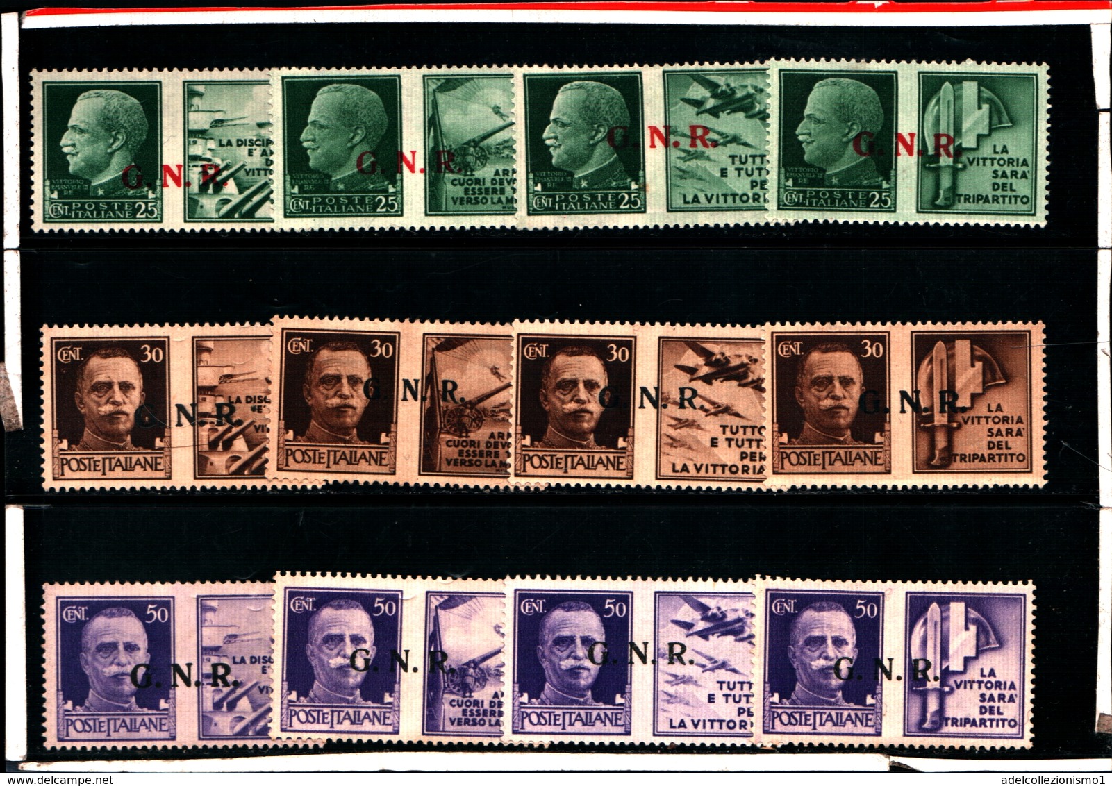 91047) ITALIA- IMPERIALE CON Soprastampa G.n.r. - Propaganda Di Guerra - 1943-MNH**-3V.MLH* - Autres & Non Classés