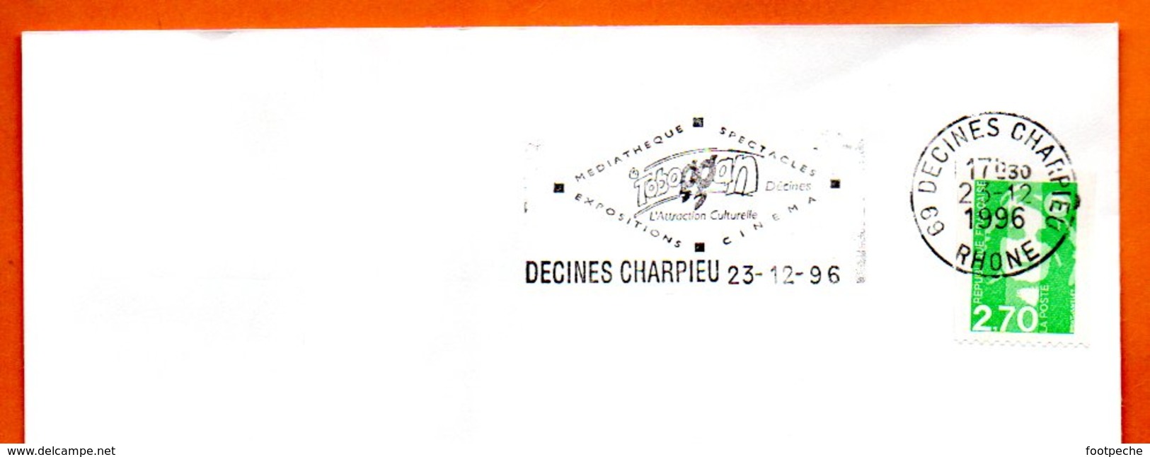 69 DECINES CHARPIEU    MEDIATHEQUE    1996 Lettre Entière N° OP 275 - Oblitérations Mécaniques (flammes)
