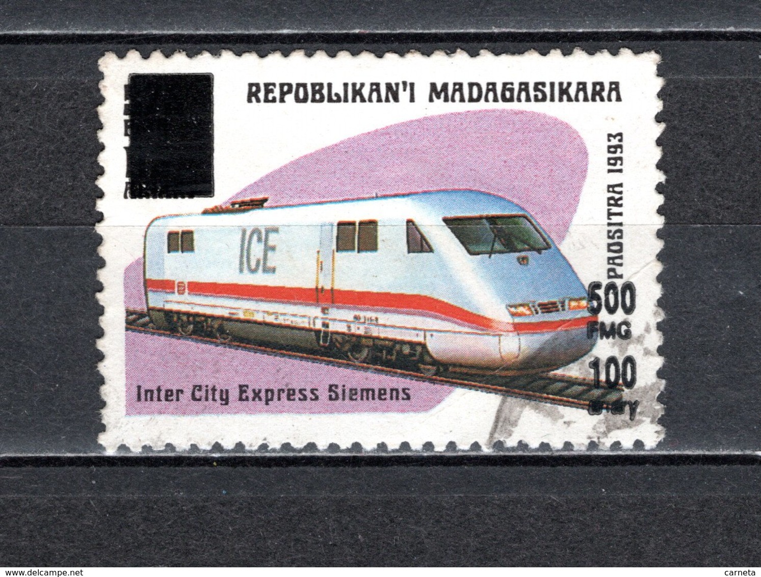 MADAGASCAR N° 1681AA  SURCHARGE LOCALE OBLITERE   COTE  ? €   TRAIN   VOIR DESCRIPTION - Madagascar (1960-...)