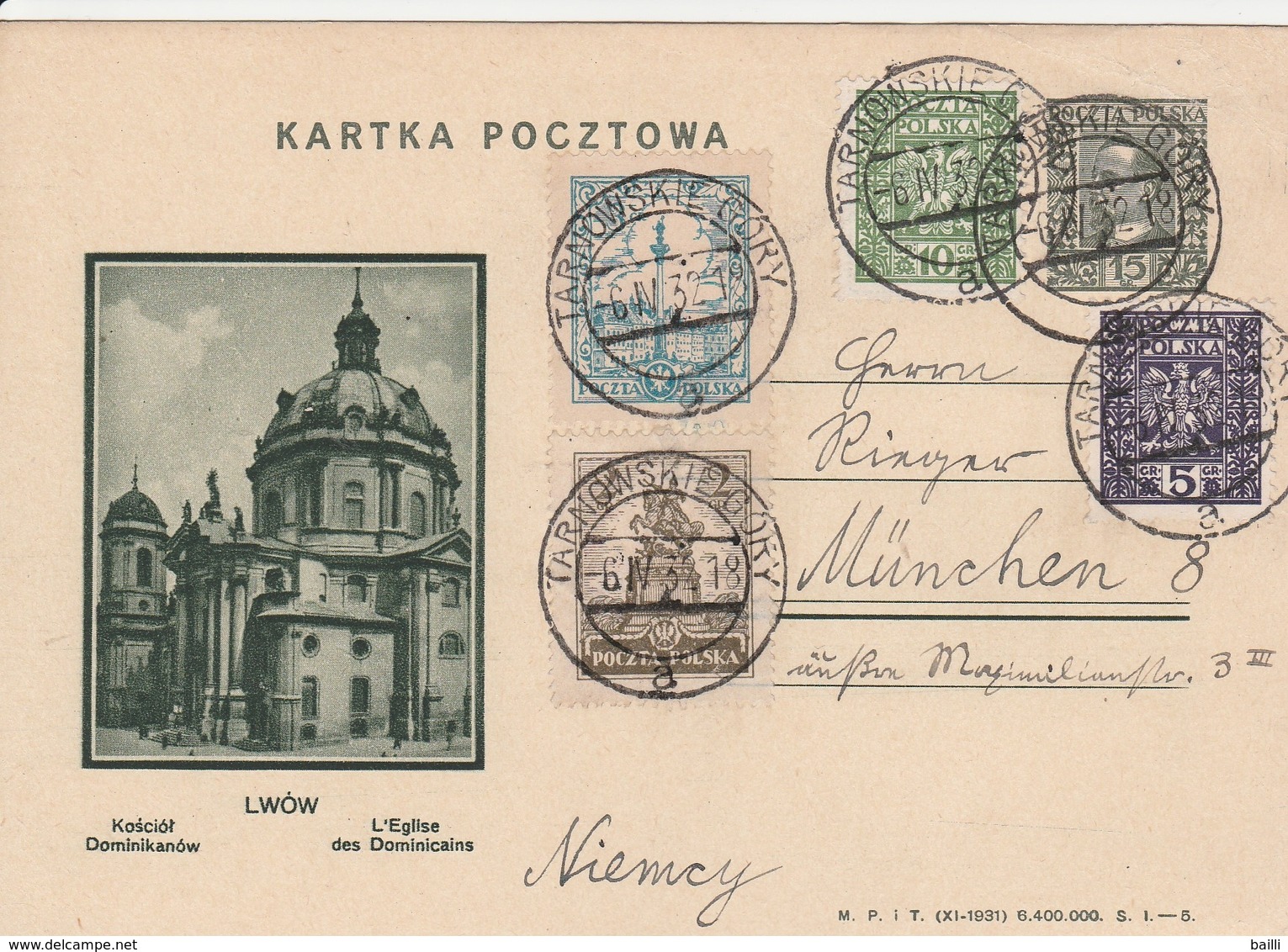 Pologne  Entier Postal Illustré Pour L'Allemagne 1932 - Ganzsachen